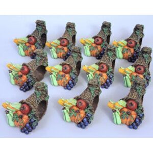 Vtg Set of 11 Colorful Fall/Thanksgiving Cornucopia Napkin Rings 2.75"x2.5"